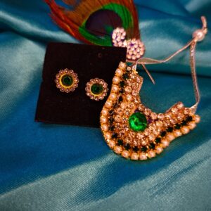 Royal Emerald Rhinestone Necklace with Earring Studs