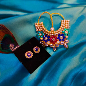 Multicolor Pearl and Kundan set with Ear studs