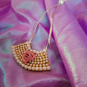 Elegant Rose Necklace with Pearl Strings and golden touch